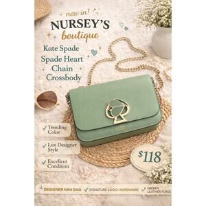 Kate Spade Spade Heart Green Leather Chain Crossbody Bag